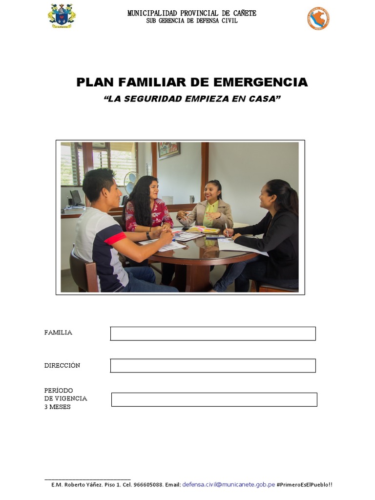 Plan FAMILIAR DE EMERGENCIA | PDF | Defensa Civil | Gestión de emergencias