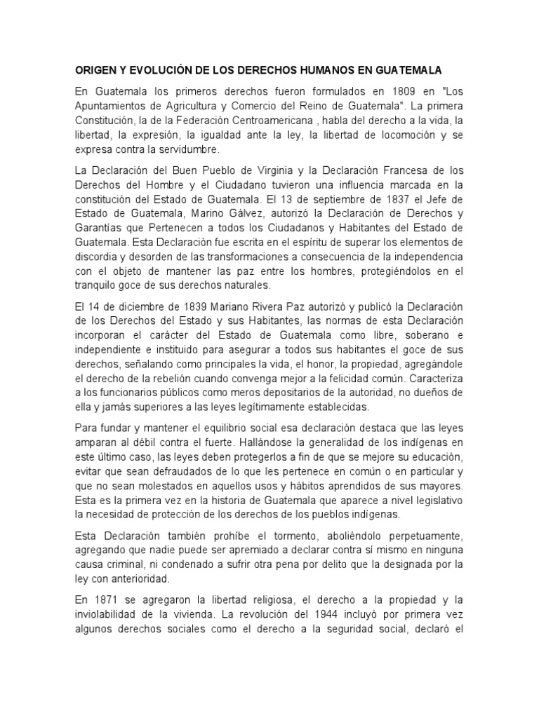 Evolución de los Derechos Humanos en Guatemala | PDF | Derechos civiles ...