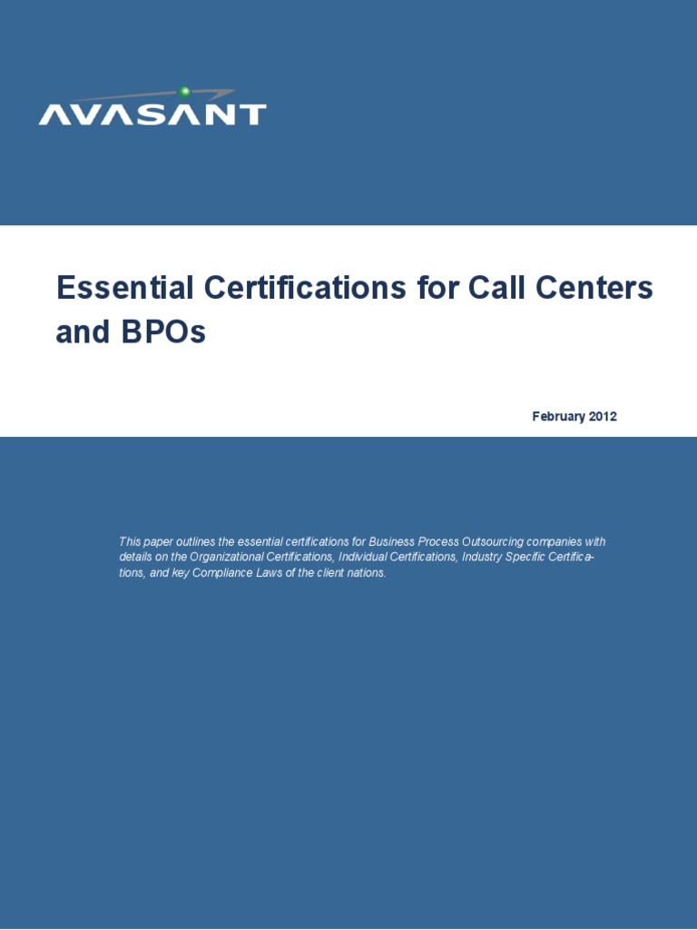 Essential Certifications in Call Centers and BPOs | PDF | Information ...