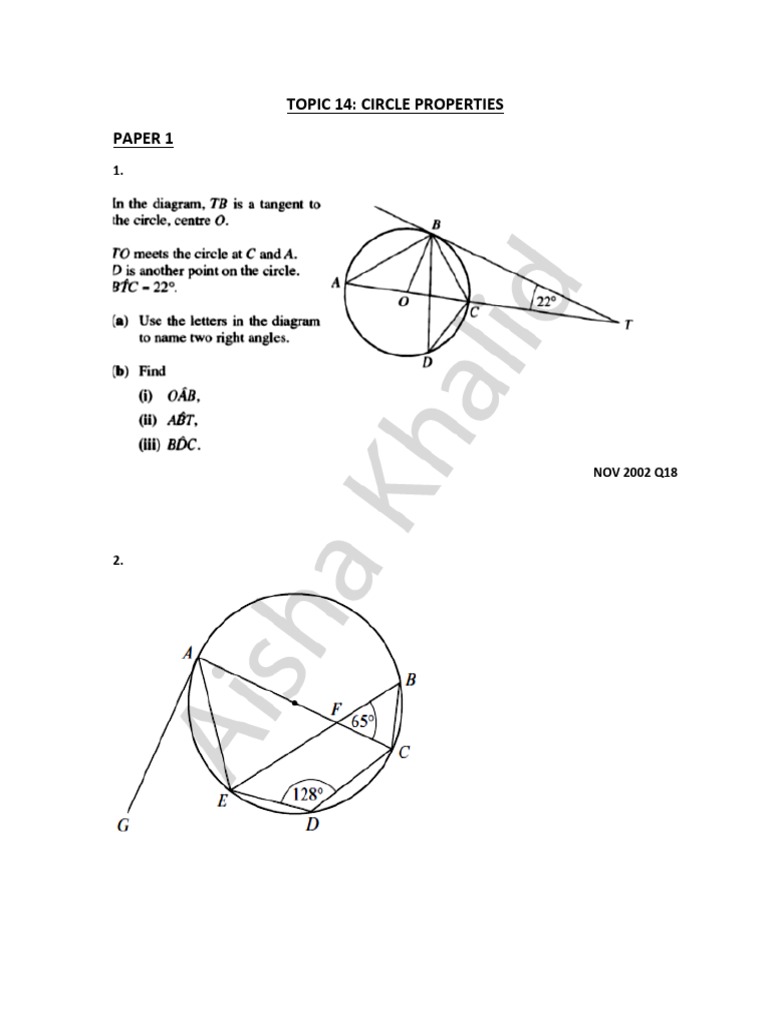 Circle Properties - P1 - New Past Papers | PDF | Sports & Recreation