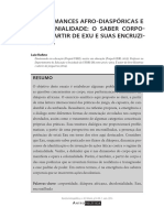 PERFORMANCES AFRO-DIASPÓRICAS E DECOLONIALIDADE O  SABER  CORPO-RAL A PARTIR DE EXU E SUAS ENCRUZILHADAS