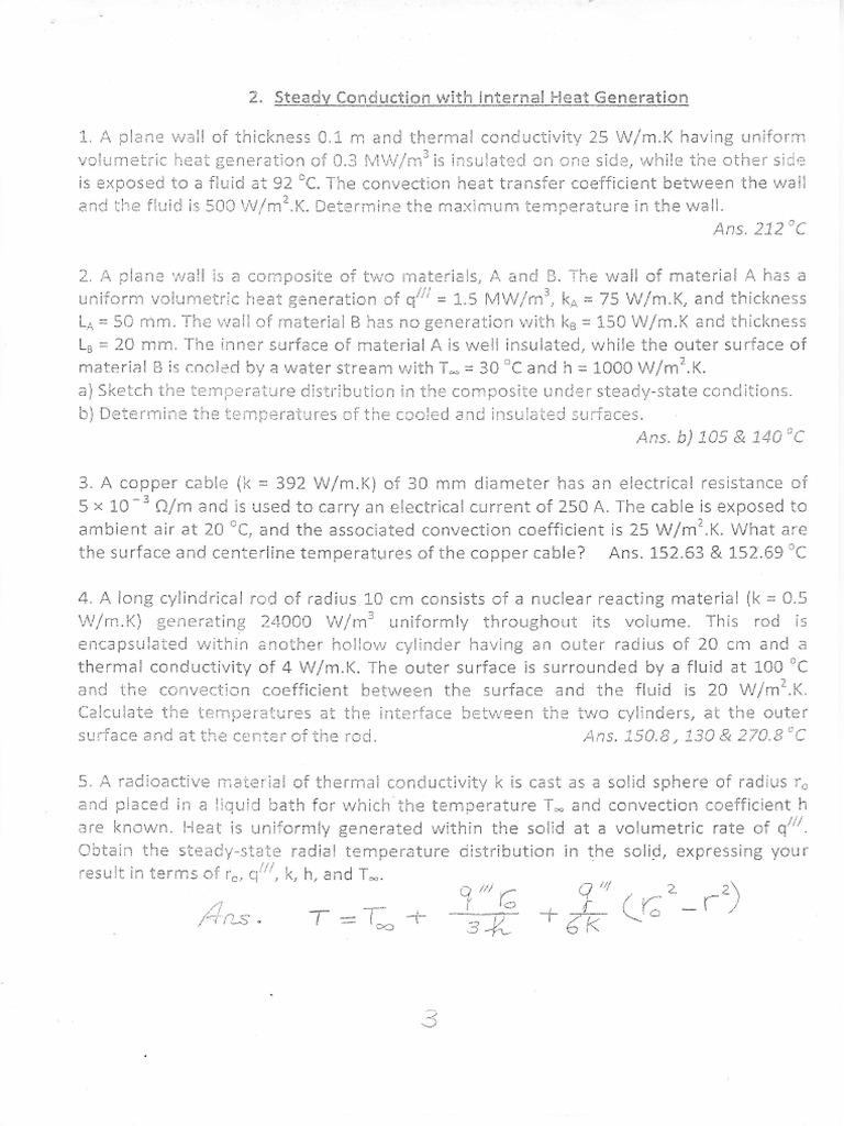 Sheet 2 Heat | PDF | Thermal Conductivity | Heat Transfer