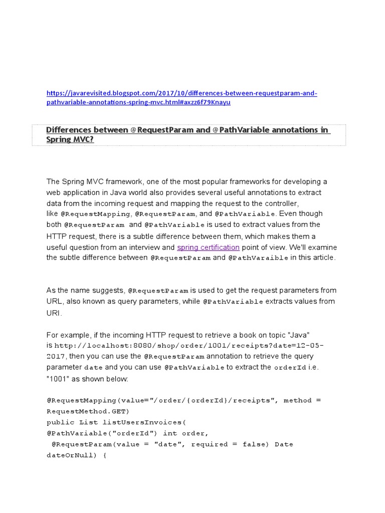 Path Variables and Request (Aram | PDF | Parameter (Computer ...