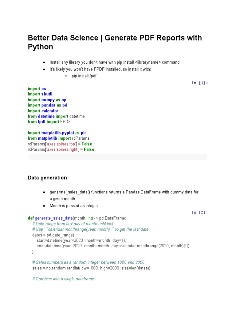 Better Data Science - Generate PDF Reports With Python | PDF | Computer ...