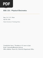 EEE 221: Physical Electronics: Engr. Dr. H. O. Ohize April 28, 2021