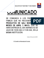 COMUNICADOqali Warma Abril y Mayo