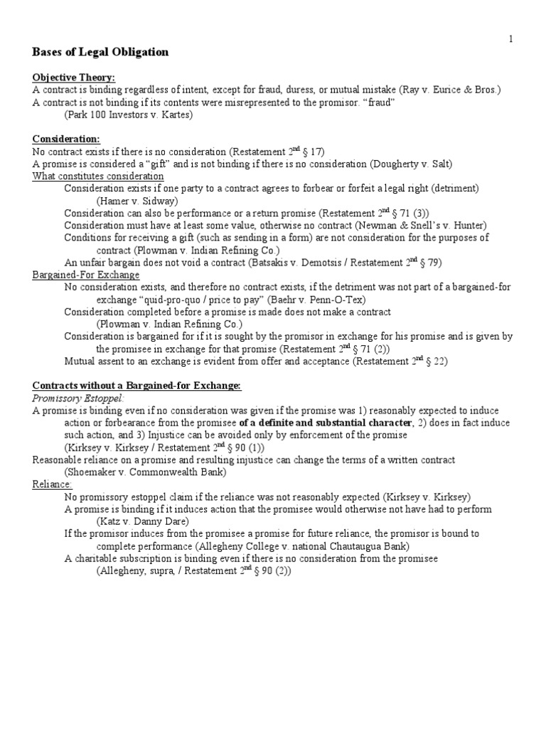 Legal Foundations of Contract Obligations | PDF | Offer And Acceptance ...