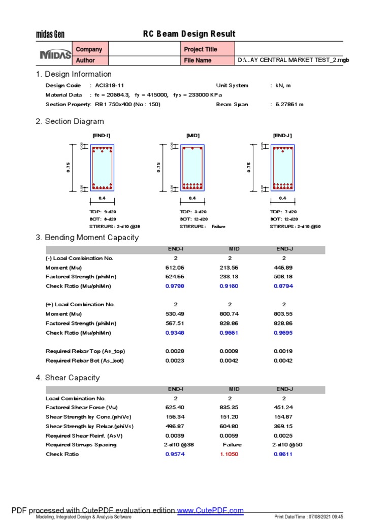 Midas Gen: 1. Design Information | PDF | Bending | Beam (Structure)