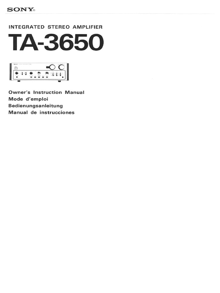 Sony TA 3650 Owners Manual | PDF