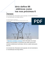 Ministério Define 88 Projetos Elétricos