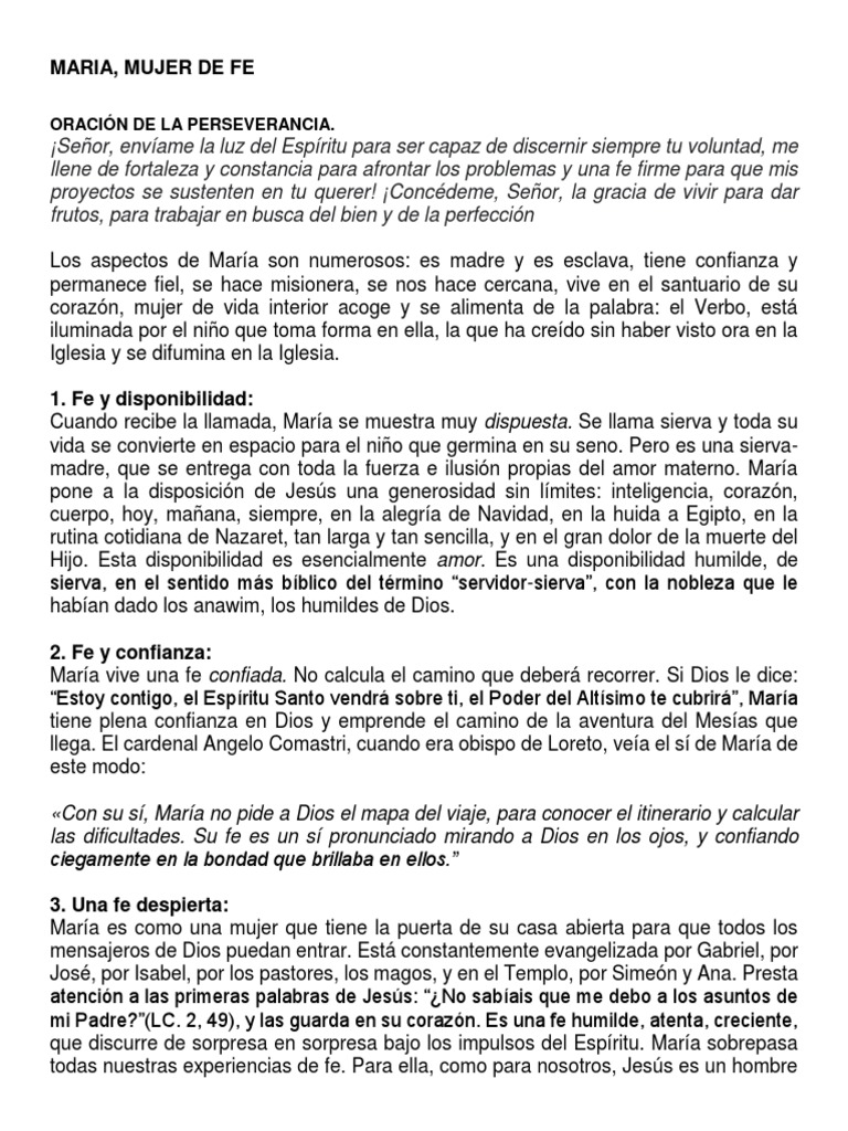 María: Fe y Misión en la Vida Cristiana | PDF | María, madre de Jesús ...