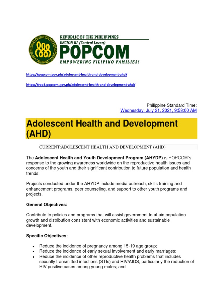 Adolescent Health Program Overview | PDF