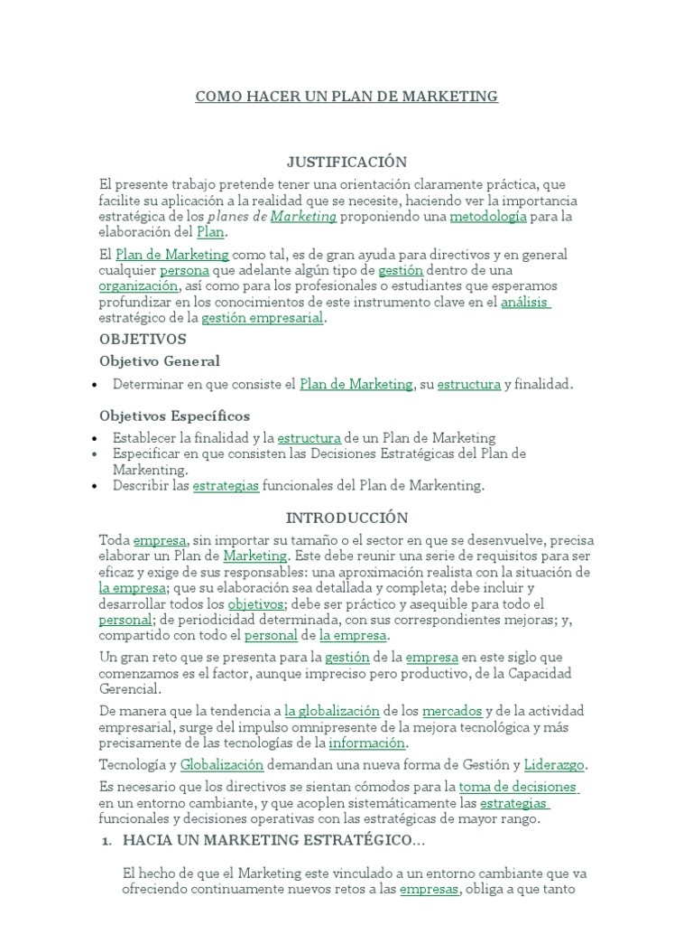 Guía para Elaborar un Plan de Marketing | PDF | Marketing | Mercado ...