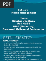 Subject: Retail Management Name: Dinakar Upadhyay Roll No:55 MMS (Marketing) Saraswati College of Engineering