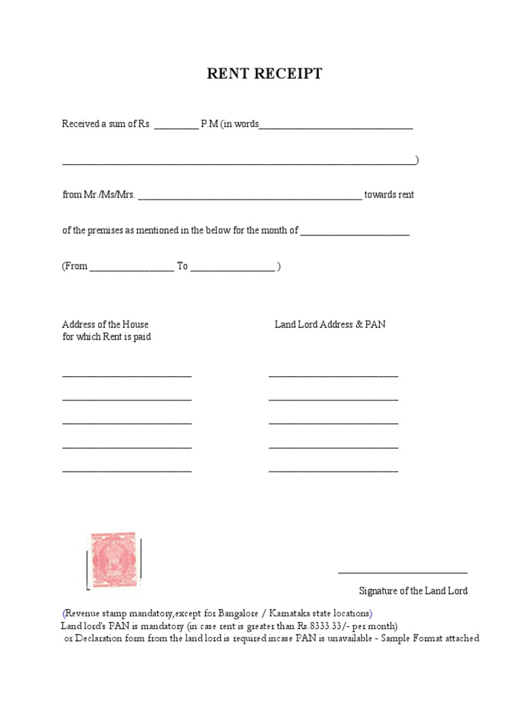 Rent Receipt With Stamp PDF