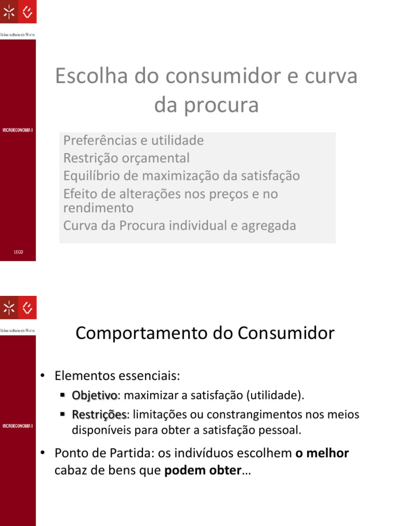 Análise da escolha do consumidor e curva da procura individual ...