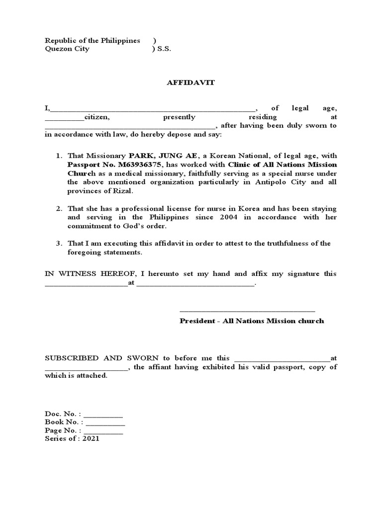 Affidavit Park PDF