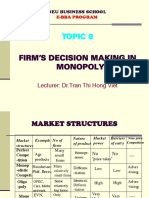 Topic 8- Firm Decision Making in Monopoly