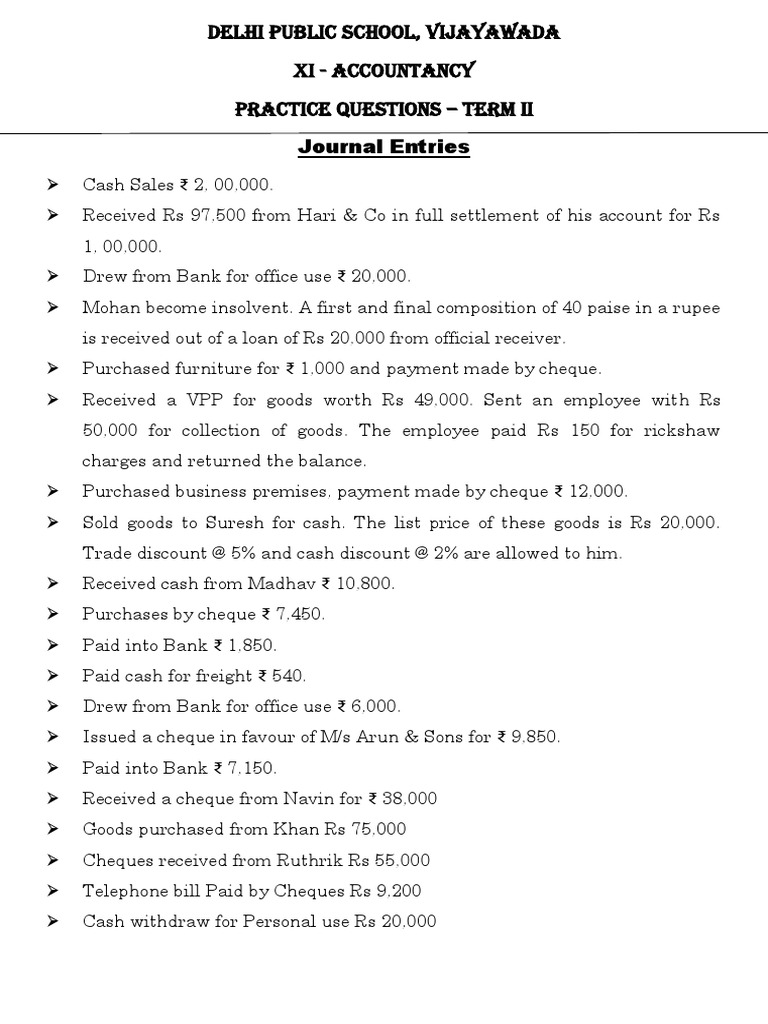 Practical Question Accountancy Main | PDF | Bad Debt | Cheque