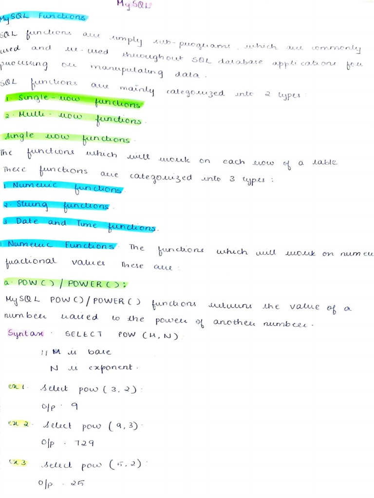 MySQL Functions Overview | PDF | Computing And Information Technology