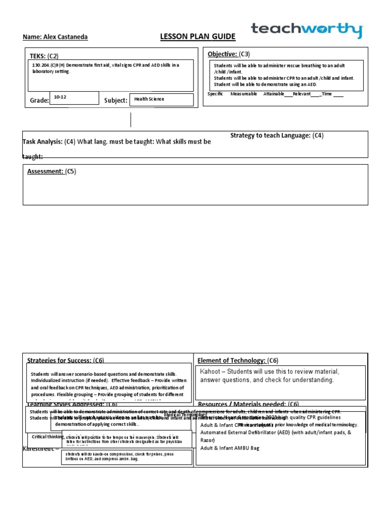 CPR and AED Training Lesson Plan | PDF | Cardiopulmonary Resuscitation ...