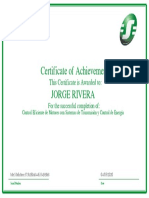 Certificate of Achievement Jorge Rivera: This Certificate Is Awarded To