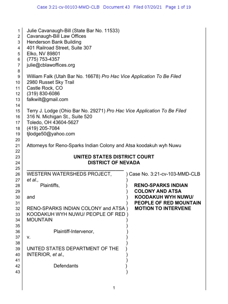 Motion To Intervene | PDF | National Environmental Policy Act ...