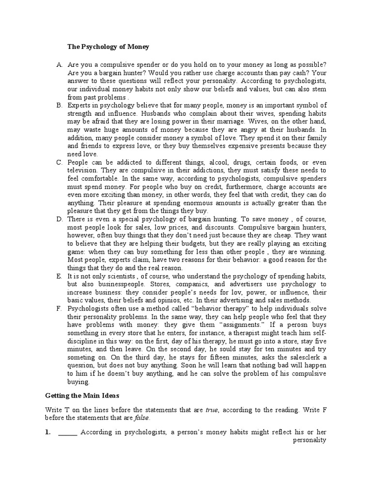 Understanding Money Psychology | PDF | Mail Order | Adjective