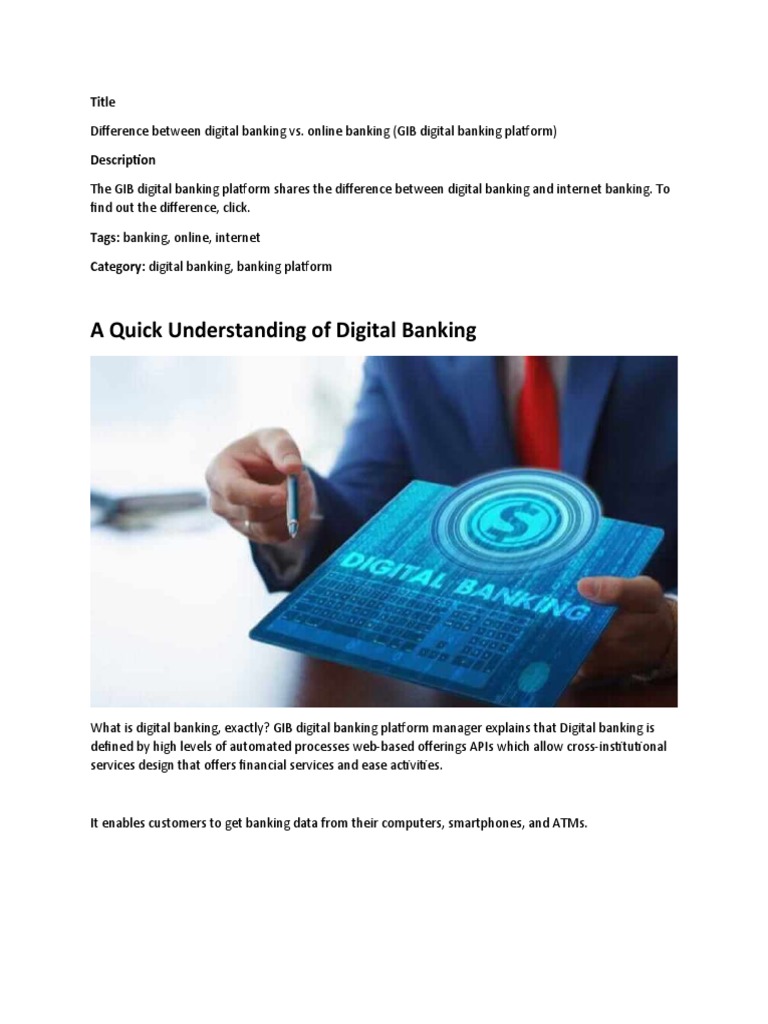 Digital vs. Online Banking Explained | PDF | Online Shopping | Banks ...