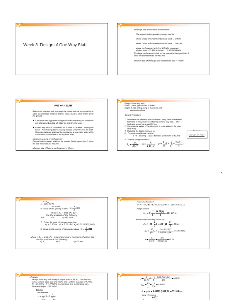 Week 3-Design of One Way Slab | PDF | Beam (Structure) | Reinforced ...