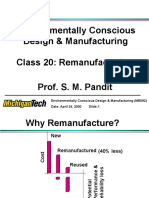 Environmentally Conscious Design & Manufacturing Class 20: Remanufacturing Prof. S. M. Pandit