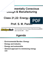 Environmentally Conscious Design & Manufacturing Class 21,22: Energy Aspects Prof. S. M. Pandit