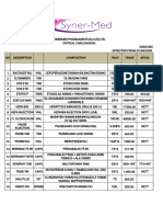 Synermed Pharmaceuticals Critical Care Division Price List