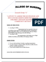 A Study To Assess The Knowledge and Educate Regarding Immunization in Children Amongst Mother in A Community Setting