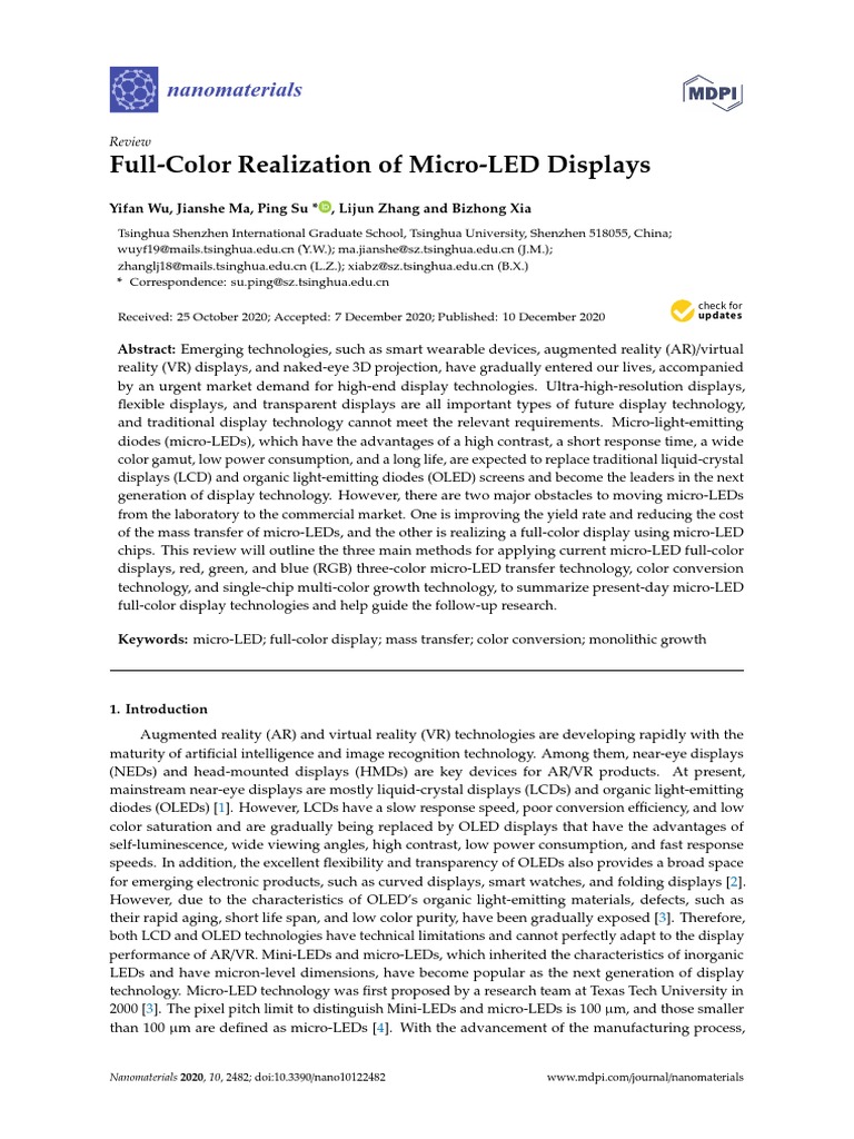 Full-Color Realization of Micro-LED Displays: Nanomaterials | PDF ...
