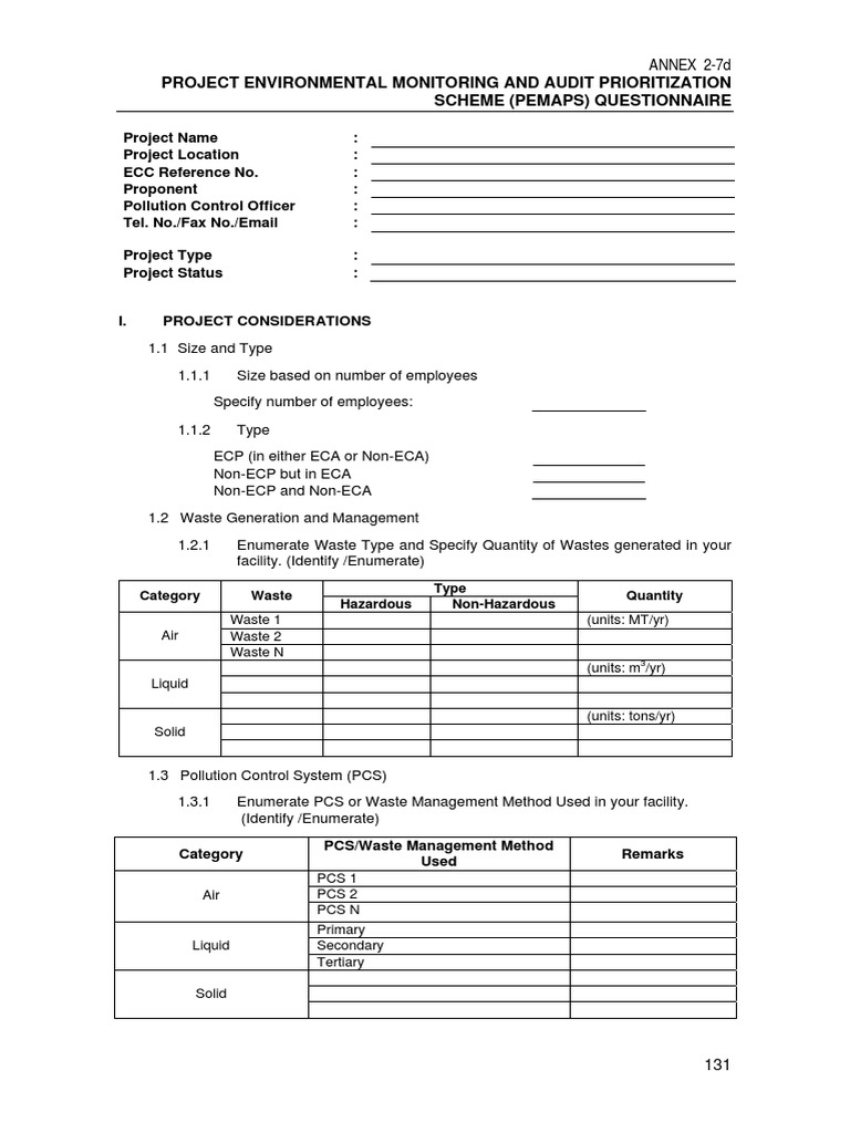 Environmental Monitoring Questionnaire | PDF | Groundwater | Environment
