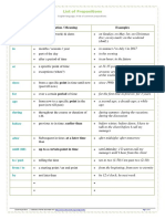 List of Prepositions