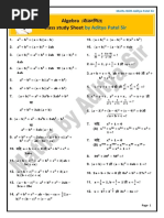 Algebra Class Study Sheet: by Aditya Patel Sir