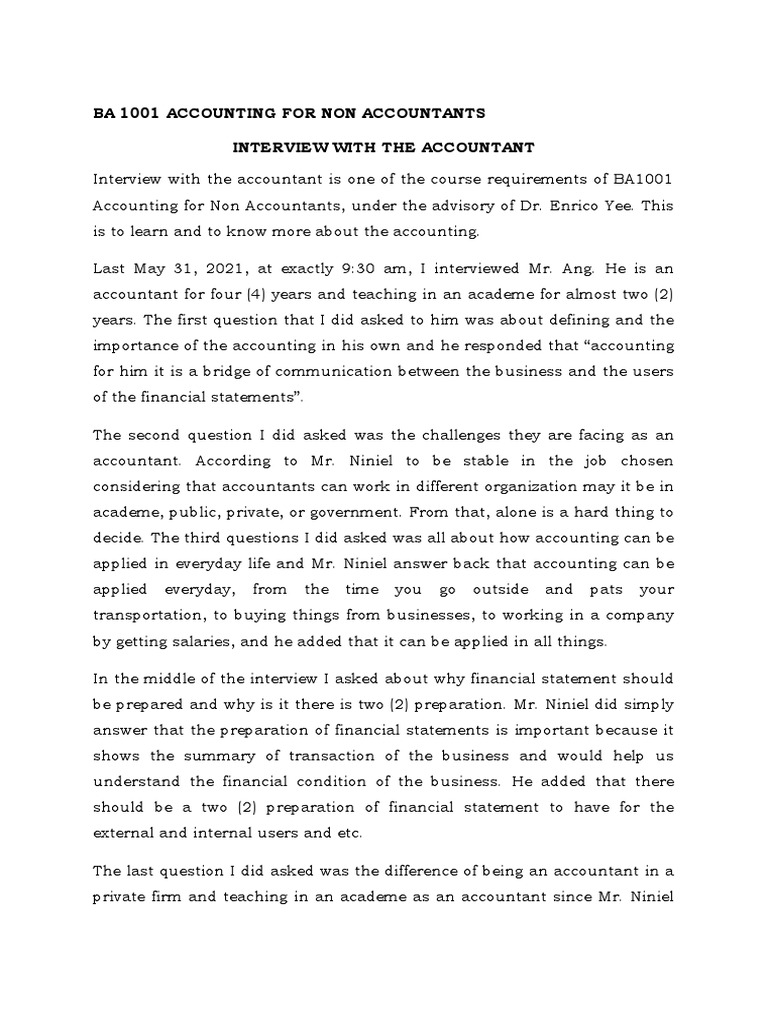 Interview With The Accountant | PDF