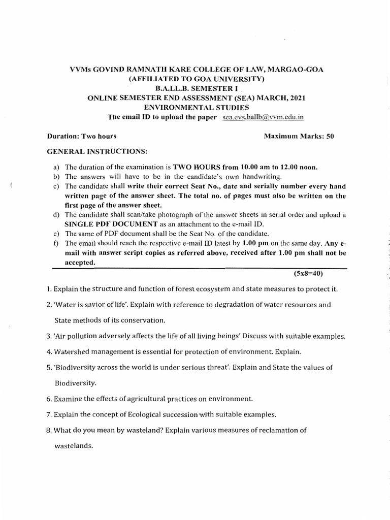 B-I - Environmental Studies | PDF | Biodiversity | Conservation Biology