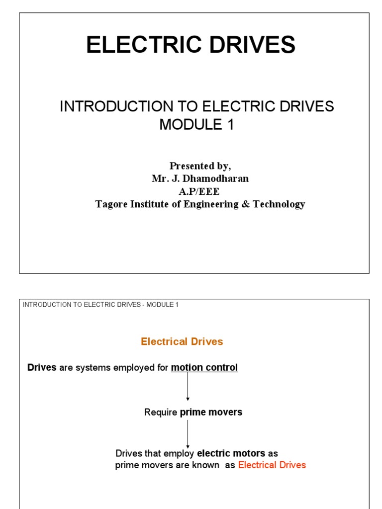 An Introduction to Electric Drives Components, Applications, and