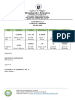 Department of Education: Class Program Grade VI-St. Lorenzo Ruiz SY 2020-2021