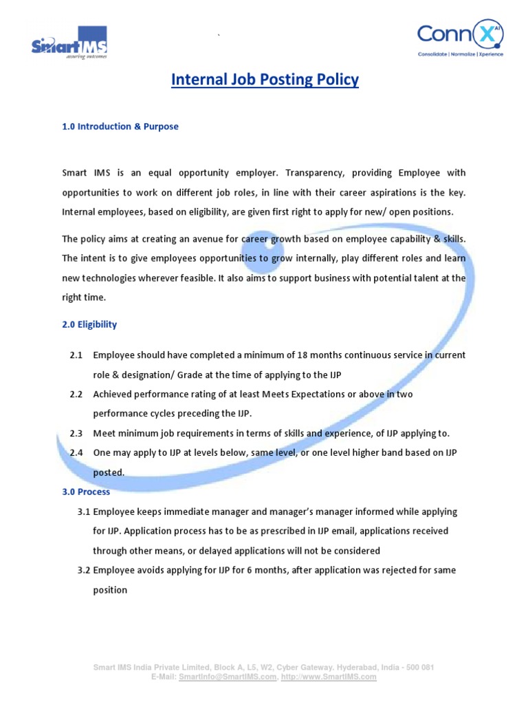 Internal Job Posting Policy PDF Recruitment Employment