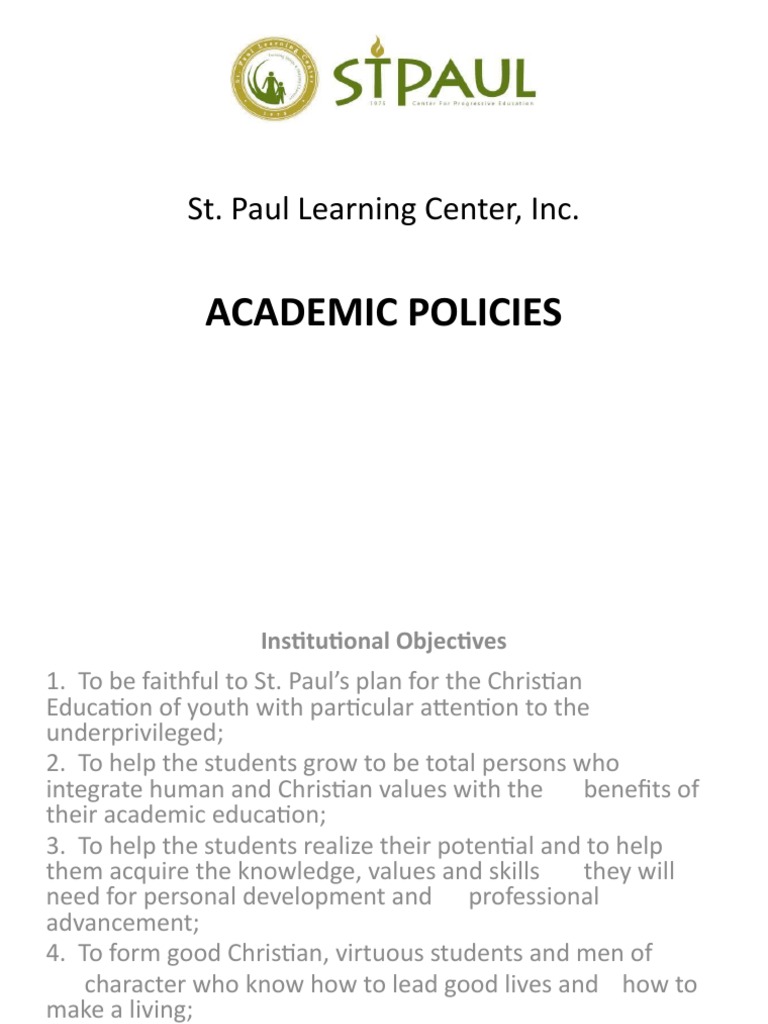 Academic Policies: St. Paul Learning Center, Inc | PDF | Test ...