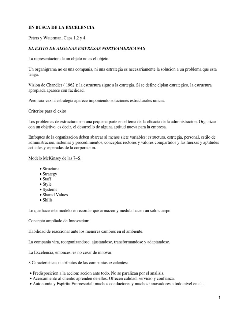 En Busca de La Excelencia 1 | PDF