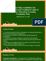 Interim Policy Guidelines For Assessment and Grading in Light of The Basic Education Learning Continuity Plan