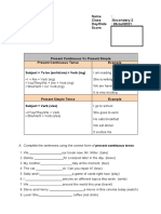 Present Simple and Continuous Worksheet