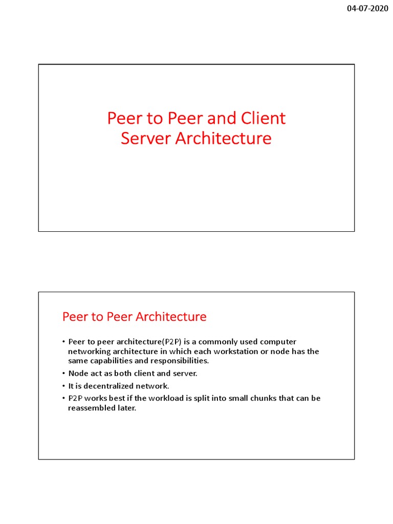 Peer To Peer and Client Server Architecture | PDF | Computers
