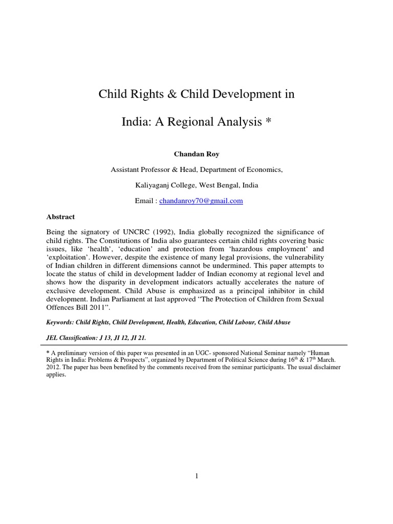 Child Rights and Development in India | PDF | Children's Rights ...