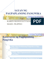 Kasaysayan NG Pagpaplanong Pangwika: Karen Manguiat Fajardo Maed-Filipino